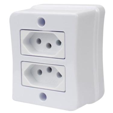 Imagem de Tomada Dupla 2p+t 10A Sobrepor Externo Com Placa Espelho Branco Com In