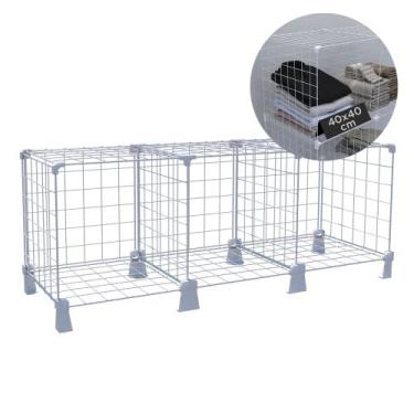 Imagem de Estante Multiuso para Livros Discos de Vinil LPs 3 Nichos 40x40cm Prat