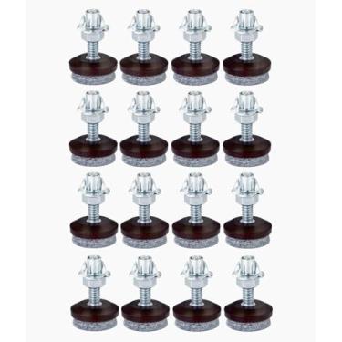Imagem de shytick Niveladores De Móveis - Almofadas Ajustáveis Com Fundo Feltro Para Mesa, Cadeira E Pernas Pacote 16 Porcas Segurança, Porca T Metal Deslizadores Rosca 1/4-20 Pés (16)