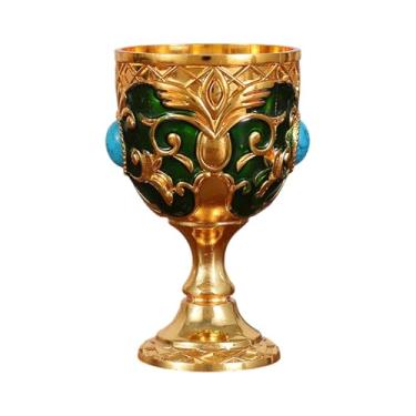 Imagem de Fenteer Vintage Medieval Metal Metal Wine Cup retro multiuso reutilizável gravado aniversário artesanal de 30ml Decoração de desktop,