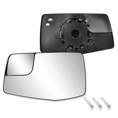 Imagem de Leolarmen Vidro espelhado aquecido do lado do motorista compatível com Chevy Silverado 1500/2500HD/3500HD GMC Sierra 1500/2500HD/3500HD, retrovisor convexo esquerdo para 84309708 84309707