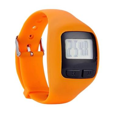 Imagem de AsrMyjcx Relógio Pedômetro, Relógio de Passo de Silicone Sem Carregamento Simples Contador de Passos Relógio de Pulso para Mulheres Homens Entusiastas de Camin, laranja
