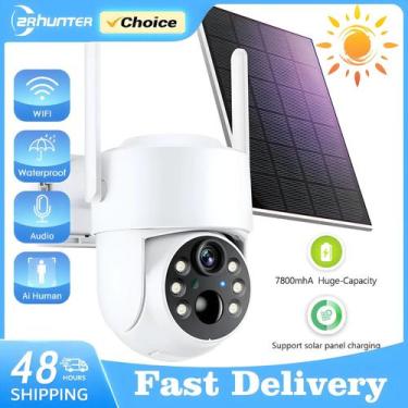 Imagem de Câmera PTZ Solar Sem Fio Externa WiFi 4MP HD Vigilância Por Vídeo Com 