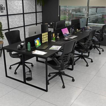 Imagem de Escrivaninha para Escritório 6 Lugares Industrial Preto - Netmobil