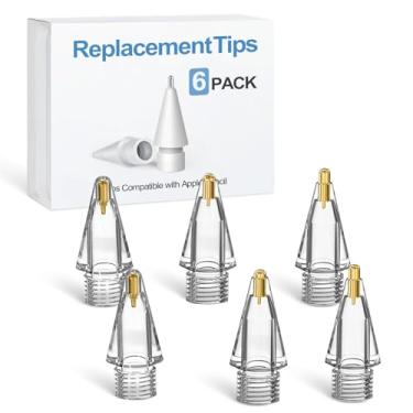 Imagem de Pontas de lápis de substituição para Apple Pencil Pro – Pacote com 6 pontas de metal de ponta fina para Apple Pencil 2ª geração e 1ª geração