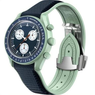 Imagem de Pulseira de relógio curva de silicone de borracha de 20 mm compatível com Omega X Swatch série Moonswatch para relógio de substituição - para Omega X Swatch