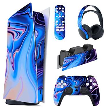 Imagem de PlayVital Para ps5 Skin - Conjunto completo de adesivos de vinil para console de edição digital, acessórios de capa para controle ps5, estação de carregamento, controle remoto de mídia e fone de