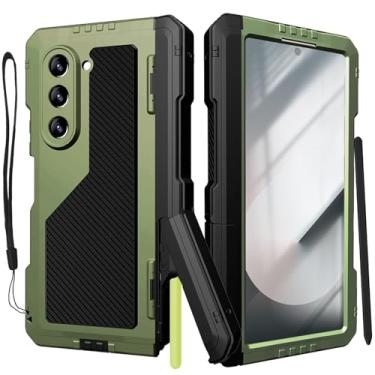 Imagem de YQODSZ Capa para Samsung Galaxy Z Fold 6 com suporte para caneta S e Stylus, Z Fold 6 capa de metal com protetor de tela de proteção de dobradiça, capa de suporte resistente militar resistente para Z