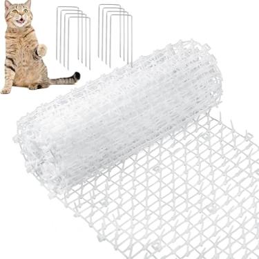 Imagem de Esteira com pontas para gatos e cães com espinhos para escavação de rede para cerca de jardim ao ar livre mantém seu cão de estimação gato fora do sofá móveis (40 x 30 cm), branco)
