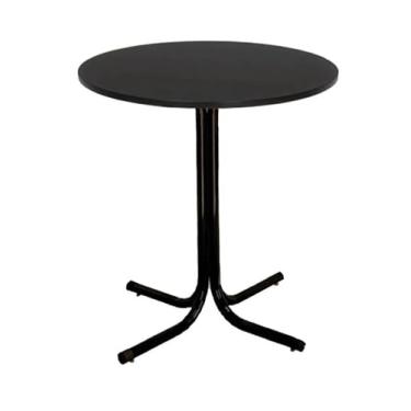Imagem de Mesa de Jantar Redonda 80cm Preta Tampo Madeira Preto