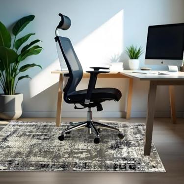 Imagem de 1 Tapete Escritório Grande Belga Luxo Es Mo 100 x 140 Vr (D3Mod Bege Cinza Preto Marfim - Moderno Manchado Abstrato)