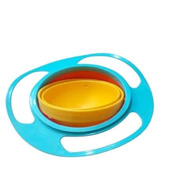 Imagem de Prato Mágico Infantil 360° Antiderramamento para Bebês 0-6 Anos - Tigela com Tampa, Fácil Limpeza - Cor Laranja