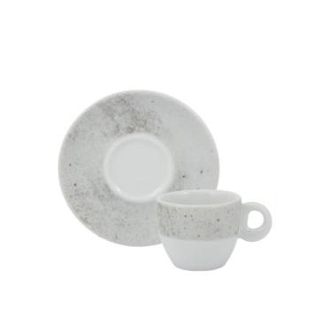 Imagem de Xícara Café com Pires 80ml Pocelana Schmidt - Dec. Concreto 2383, 2383