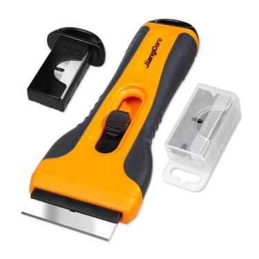 Imagem de JiangCore Raspador De Lâmina De Barbear Com 15 Lâminas Sk5 Extras - Multissuperfície Para Janelas De Vidro E Azulejos De Carros - Aço Inoxidável, Ferramenta De Limpeza E Remoção De Tinta