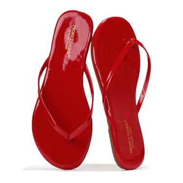 Imagem de Project Cloud Chinelo feminino – Sapatilhas de espuma viscoelástica sandálias de verão para mulheres – Sandálias femininas leves para verão e praia essenciais (fundações), Patente vermelha, 38