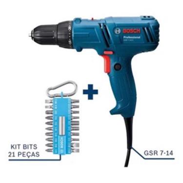 Imagem de Furadeira Parafusadeira Gsr7-14 + Jogo De Bits 21 Pcs Bosch 110V