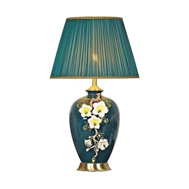Imagem de Lâmpada de mesa cor esmaltada lâmpada de cabeceira cerâmica quarto sala de estar lâmpada de mesa lâmpada decorativa interior base de cobre (excluindo fonte de luz) candeeiros de mesa lâmpadas de