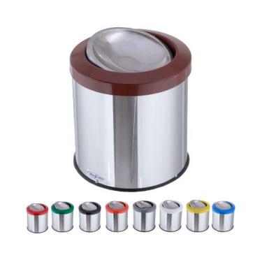 Imagem de Lixeira Inox Com Tampa Basculante 10 Litros Flip Top - CM Design, Marr