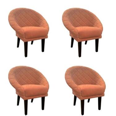 Imagem de Kit 4 Cadeiras Sala de Estar Liz Veludo Terracota - Mansão Decor