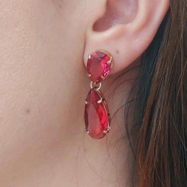 Imagem de Brinco De Gota Cor Marsala Folheado A Ouro 18k - FAMA FOLHEADOS