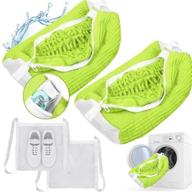Imagem de 2 sacos para máquina de lavar e secar sapatos, 2GG para máquina de lavar e secar, zíper resistente com design de gancho, 2 sacos secos de tênis incluídos, saco de lavagem reutilizável para tênis