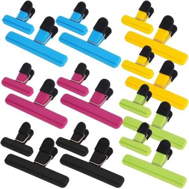 Imagem de Clipes de saco de comida, 20 peças em 5 cores com mecanismo de mola forte para armazenamento hermético - tamanhos grandes e pequenos
