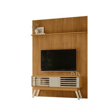 Imagem de Painel Piso Teto New Interlagos Com Rack Bancada Frizz 1.5 New Premium Cumaru Opala - Madetec