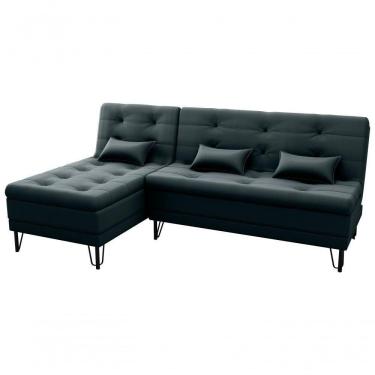 Imagem de Sofá Cama 3 Lugares Com Chass Casal Luxo Premium Nice Matrix Veludo Preto