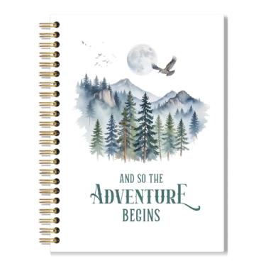 Imagem de Vgrti Caderno espiral e So The Adventure Begins para escritório escolar, caderno de viagem de aventura para amantes da floresta, presentes engraçados de acampamento, suprimentos de trabalho para