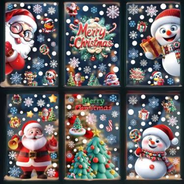 Imagem de Adesivos de janela de Natal 6 folhas, adesivos de janela 3D com Papai Noel, flocos de neve, renas, pinguins, caixas de presente de doces e outros elementos. Um item essencial para um feliz Natal!