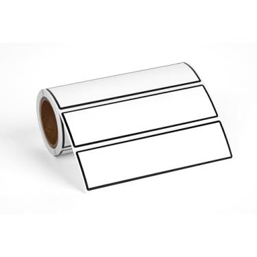 Imagem de Etiquetas de coluna, etiquetas autoadesivas perfuradas para fichários de 1,5 polegadas, 14 cm x 3 cm, 200 peças, branco com borda preta