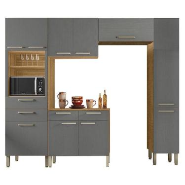Imagem de Cozinha Modulada Ametista Com Balcão De Cozinha Nala Freijó Gris - Kits Paraná