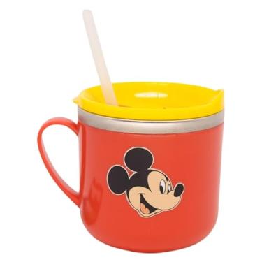 Imagem de Zonacriativa - Caneca Térmica Flip Mickey Mouse Disney (250ml) | Aço inoxidável, bpa free, alça ergonômica e canudo de silicone | Ideal para lanche e escolinha