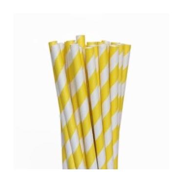 Imagem de Canudos De Papel Estampas Para Festa, Drinks, E Topo De Bolos Resistente e Biodegradável 20 cm Para Carnavais Festas Familiares E Eventos Tropicais Brasileiros(Listrado Amarelo,100 Unidades)