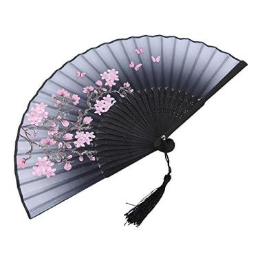 Imagem de Mingzhe Leque de Mão Dobrável para Festa de Dança, Presente Casamento, Decoração Escritório Em Casa, Leve, Dobrável, Design Oco Elegante, Estilo Clássico, Cinza, Azul, Roxo, Rosa (Cinza)