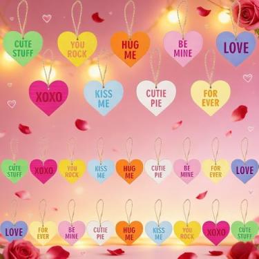 Imagem de 18 peças de enfeites de coração doce de conversa – enfeites de amor pendurados em forma de coração e etiquetas para casamento, aniversário, noivado e lembrancinhas de festa