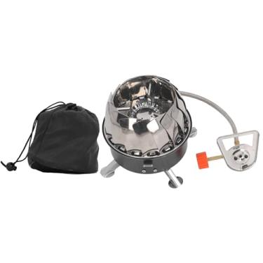 Imagem de TOPINCN Mini Fogão a Gás de Acampamento Com Saco de Armazenamento, Suporte Estável Dobrável Portátil do Queimador do Fogão para Caminhadas Ao Ar Livre Acampamento Piquenique (Redondo com fivela