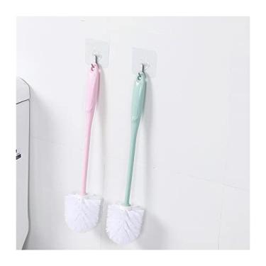 Imagem de Escova de vaso sanitário doméstica parede sem canto morto escova de vaso sanitário conjunto de limpeza de vaso sanitário escova de limpeza de vaso sanitário escova de vaso sanitário e suporte (cor