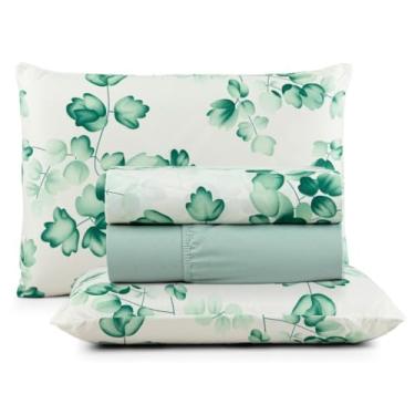 Imagem de Jogo de Cama Casal 4 Peças Micropercal 200 Fios Toque Aveludado com Elástico e Fronhas(Oliveira,Casal)