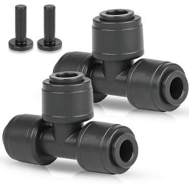 Imagem de Conectores em T de irrigação por gotejamento de conexão rápida, acessórios farpados universais de 1/10.2 cm para tubos, preto, pacote com 15