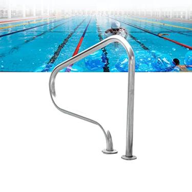 Imagem de Corrimãos de segurança para piscinas 80 cm x 28 cm x 80 cm Trilho manual de montagem fácil com kit de instalação para piscinas internas e externas