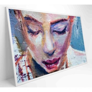 Imagem de Quadro Pintura Rosto Feminino Medidas 60x40 Cm Tipo De Impressão Tecido Canvas