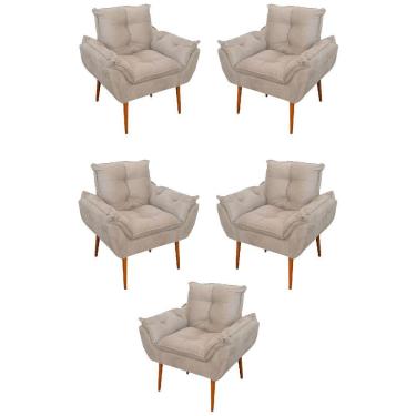 Imagem de Kit 05 Poltrona Opala Sofá Sala, Quarto, Escritório Suede Cor:bege