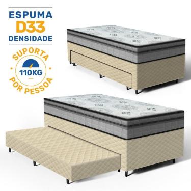 Imagem de Cama Box com Colchao D Angelis Espuma D33 Pillow In Ortosleep + Auxiliar de Espuma Unique Solteiro 88cm