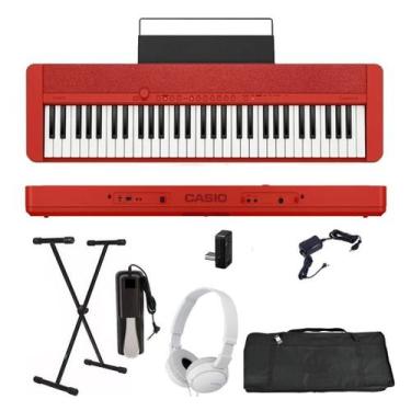Imagem de Teclado Casio CT-S1 61 teclas Bluetooth Vermelho + Suporte + Capa + Pe