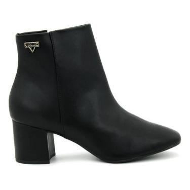 Imagem de Bota Cano Curto Via Uno Bico Quadrado 172027, 38, Preto, Preto