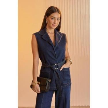 Imagem de Colete Jeans Lunender Com Bolsos E Cinto-Feminino