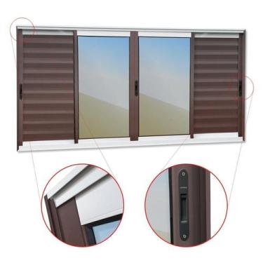Imagem de Veneziana Elite 6 Folhas Moveis 100 x 150 Vidro Reflex Mix Corten Brim