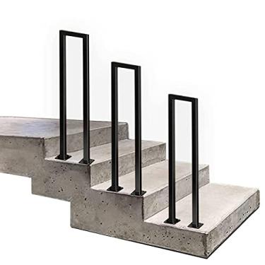 Imagem de Pkfinrd Corrimãos de escadas ao ar livre para corrimãos degraus corrimãos corrimãos corrimãos de escada para degraus externos fosco preto forjado (Tamanho : 35 cm (1,1 pé))