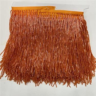 Imagem de 2 metros/lote Fringe Bead Tassel Tassels Trim Lace 15 cm de largura para acessórios DIY Home Textile Dance Ribbon, laranja, 2 metros